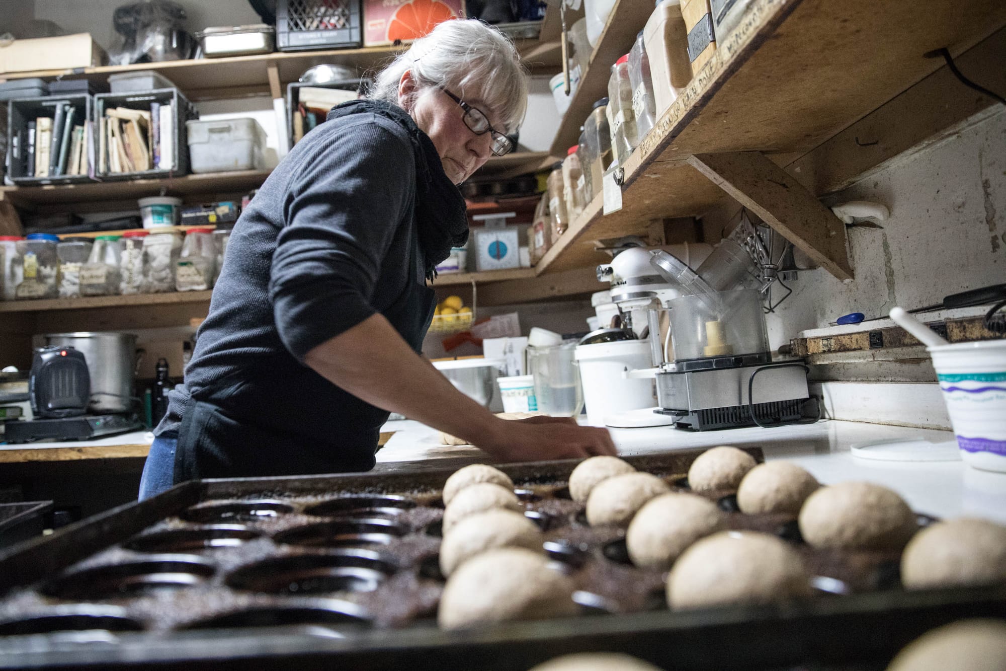 Cindy Lee, Sunlight Cafe’s resident baker, creates the dough starters the vegetarian restaurant uses for its various burger buns. “We have always been busy here,” she says. “In the last five years the city has been changing so much, everywhere.”