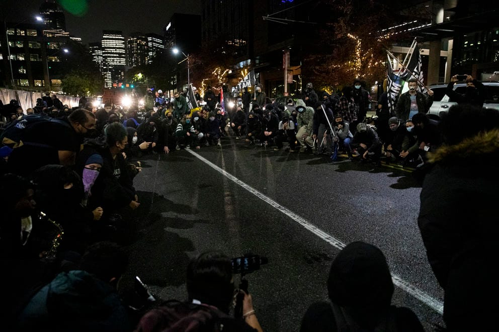 Protesters gather on election night