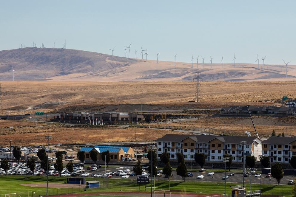 landscape with wind turbines